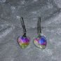 clear Aurora Borealis Crystal heart earringss hook Downton Abbey