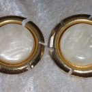 Signed Sarah Coventry clip on earrings gold tone faux shell plastic vintage