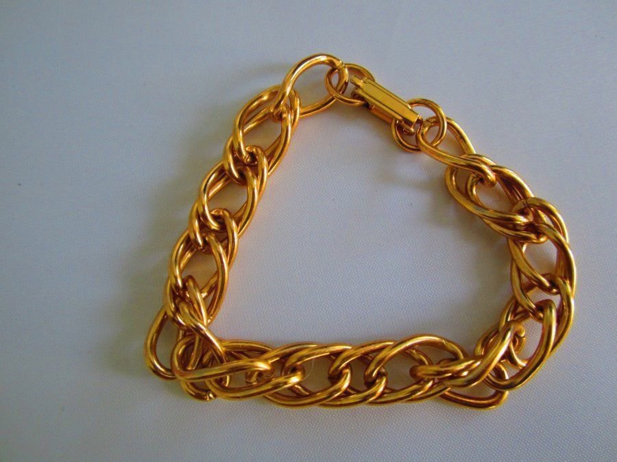 Gold tone chain bracelet link vintage