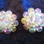 Vintage cluster button earrings aurora borealis signed Western Germany
