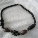Brown vintage wooden necklace geometric beads disc shape beads