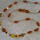 Orange beads glass Aurora Borealis crystal necklace Vintage Elegant Timeless