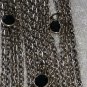 Silver tone oxidized bar brooch pin chain link black rhinestones SCREAMS 1980&acirc;��s