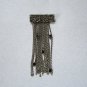 Silver tone oxidized bar brooch pin chain link black rhinestones SCREAMS 1980&acirc;��s