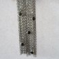 Silver tone oxidized bar brooch pin chain link black rhinestones SCREAMS 1980&acirc;��s