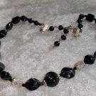Vintage silver tone necklace glass twisted beads clear rhinestones Downton Abbey
