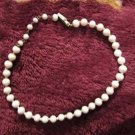 Milk glass signed Japan necklace round beads vintage
