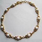 Signed Gold tone and white Lucite Monet 17" vintage necklace what a mater piece