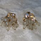 Vintage clip on beaded plastic cascading earrings very cool aurora borealis