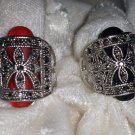 Medieval Style Vintage looking Retro spider Halloween Silver tone Marcasite ring