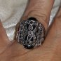 Medieval Style Vintage looking Retro spider Halloween Silver tone Marcasite ring