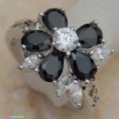 BLACK SAPPHIRE GEMS SILVER JEWELRY RING SIZE 7.75