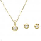 Cubic Zirconia Jewelry set - Brand New Stud Earrings/Necklace 14K/925Silver