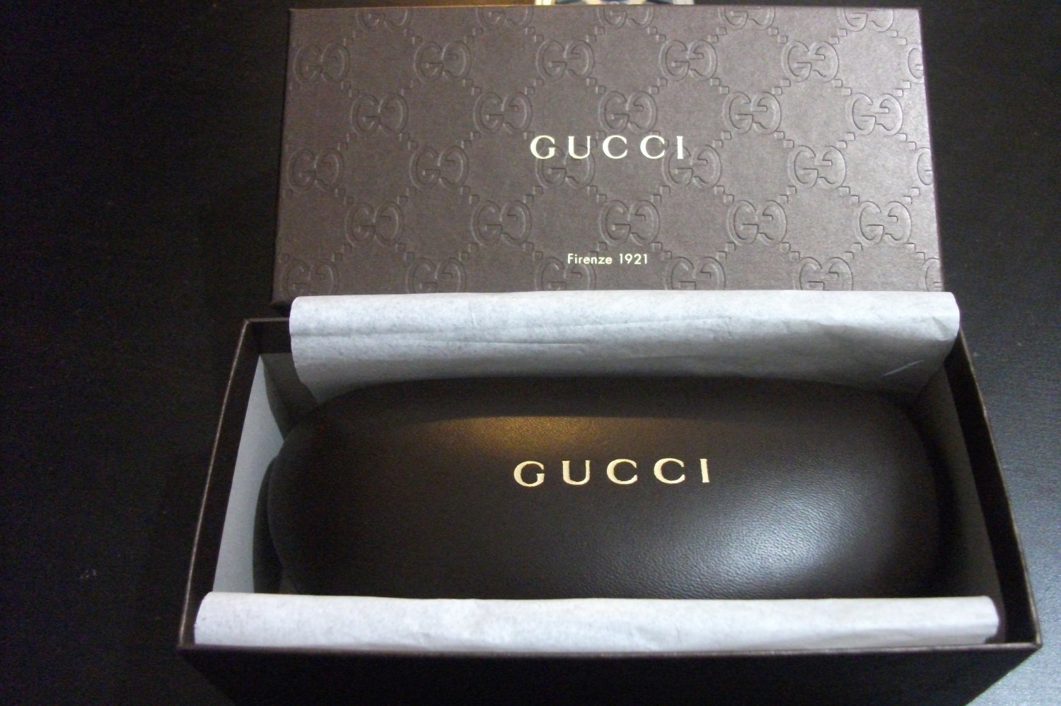Gucci sunglasses hard case. genuine leather.