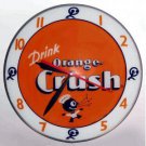 New vintage style Orange Crush Soda "Light Up" metal advertising clock