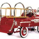 New 1940's style "SAD FACE" little kids pedal fire truck - ladders, bell, chrome