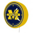 New Michigan Wolverines 1950's style neon electric clock - Huge, 20" all metal