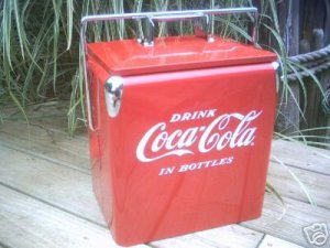 New embossed Coca Cola metal "6 pack" Coke drink cooler - 1932 style box availa.