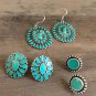 Turquoise Earring Set 3 Pairs Squash