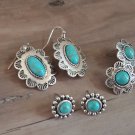 Turquoise Earring Set 3 Pairs Squash