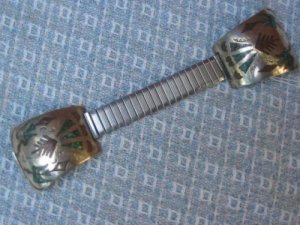 VINT MEXICO SILVER MENS WRISTWATCH BAND INLAID TURQ COR