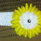 Yellow and White Floral Crochet Headband