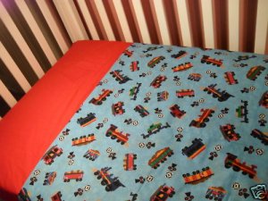 TRAINS - Crib/Toddler Blanket Set - Custom Made