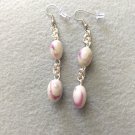 handmade fuchsia and white dangle earrings