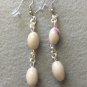 handmade fuchsia and white dangle earrings