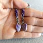 Purple and gray heart dangle earrings
