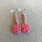 Handmade pink pentagram dangle earrings