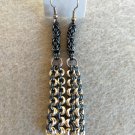 Handmade silver and grey Byzantine dangle earrings