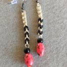 Handmade pink and black dangle earrings