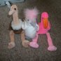 Set of 3 Beenie Babies- Flamingo, Ostrich, Bird