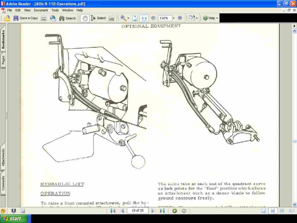 ALLIS CHALMERS B110 OPERATIONS MANUAL for B110 Tractor Service