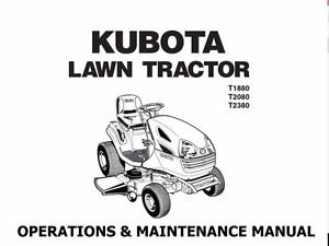 KUBOTA T1880 T2080 T2380 MANUAL w/ Garden Tractor Operation Service and