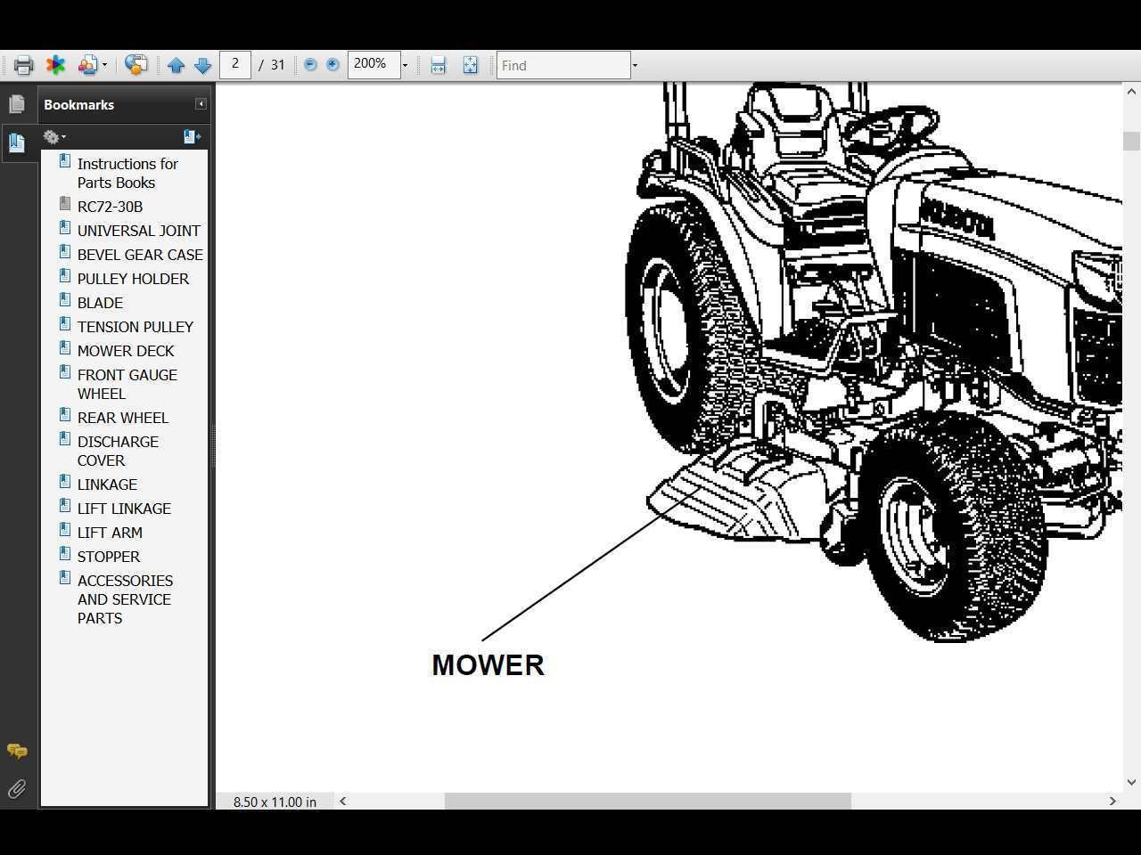 KUBOTA RC72 MOWER PARTS MANUALs for RC72-27 RC72-29 RC72-30 RC 72-36 Repair