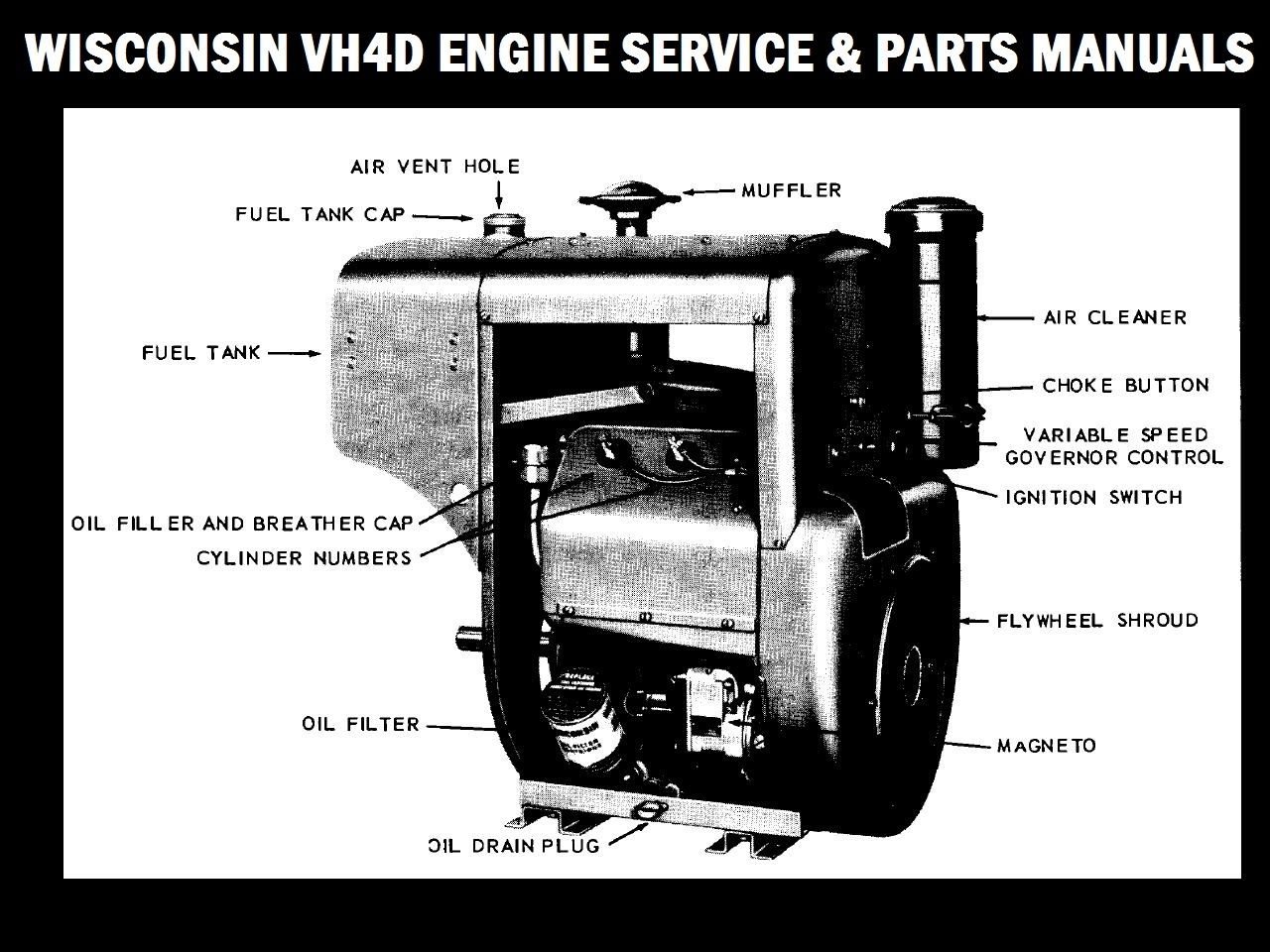 WISCONSIN VH4D 4cyl ENGINE SERVICE and PARTS MANUALs for VH 4D...