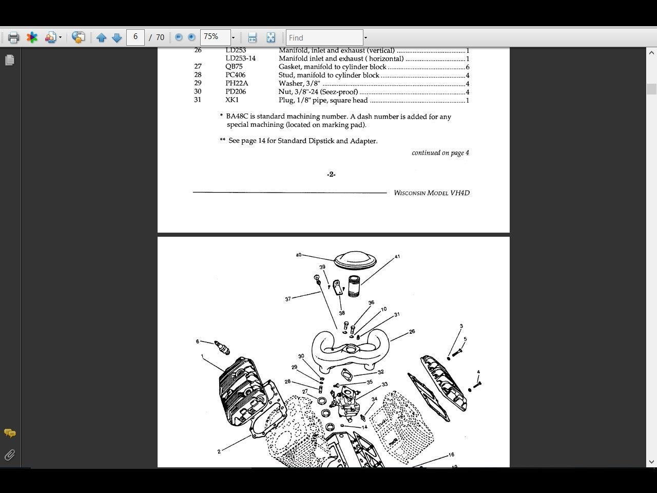 WISCONSIN VH4D 4cyl ENGINE SERVICE and PARTS MANUALs for VH 4D Tractor