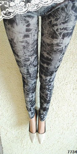 85% Nylon+15% Classic tie-dyed Legging black stetched Legging sexy tight long pants