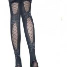 Lycra black lace butterfly design pecail style socks with sexy satin bow stocking