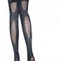 Lycra black lace butterfly design pecail style socks with sexy satin bow stocking