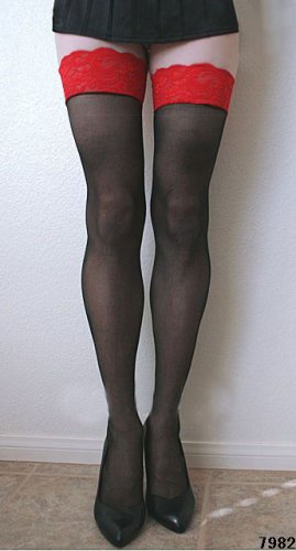 2 pairs black thin sock with red lace trim simple but elegant sexy socks thin socks stockings