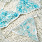 3pcs can mix color whith with blue flower lace bikini lingerie with g-string teddy underwear