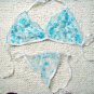 3pcs can mix color whith with blue flower lace bikini lingerie with g-string teddy underwear