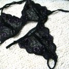 3pcs can mix pure black flower lace bikini lingerie with g-string teddy underwear