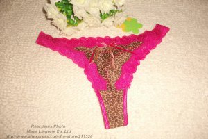 Mix 5pcs good elasticity purple rose trim leopard g-string lady Tback sexy panties sexy underwear
