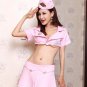 Mini short semi low cut top with skirt and cap cosplay sexy lingerie
