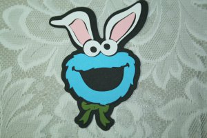 Cookie Monster with bunny ears die cut