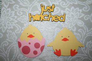 Chicks and Just hatched title Cricut die cut